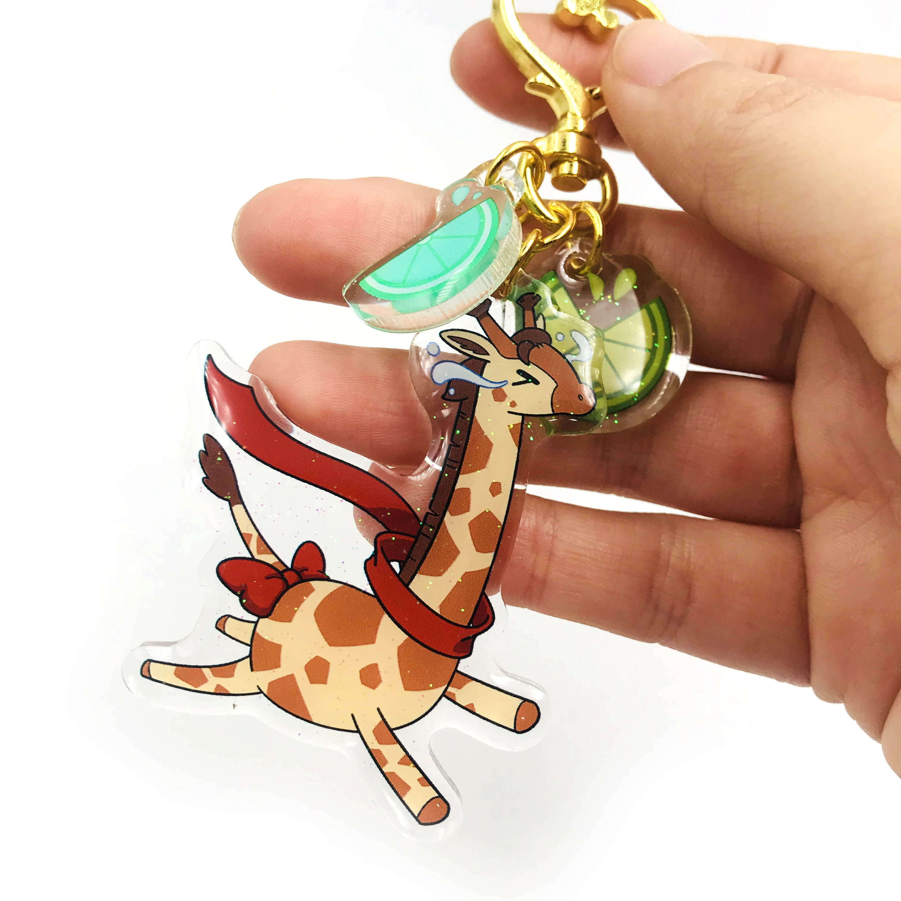 Unisex Two Sided Printed Personalized Flash Glitter Hologram Custom Acrylic Material Anime Keyrings