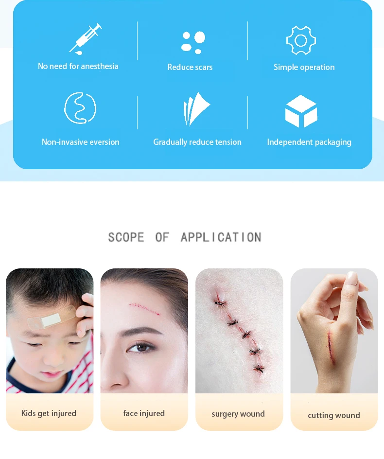 2 Pcs A Box Emergency Wound Closures band-aid Adhesive Bandages, Zip Stitch Stickers band-aid