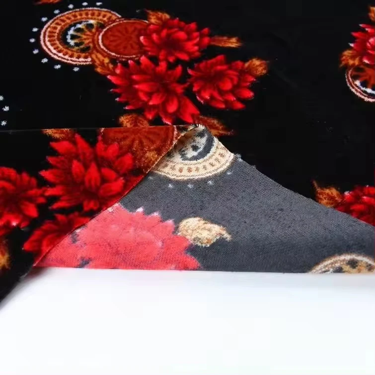 Chinese factory woven velour printed material  material decor velvet fabric in meter