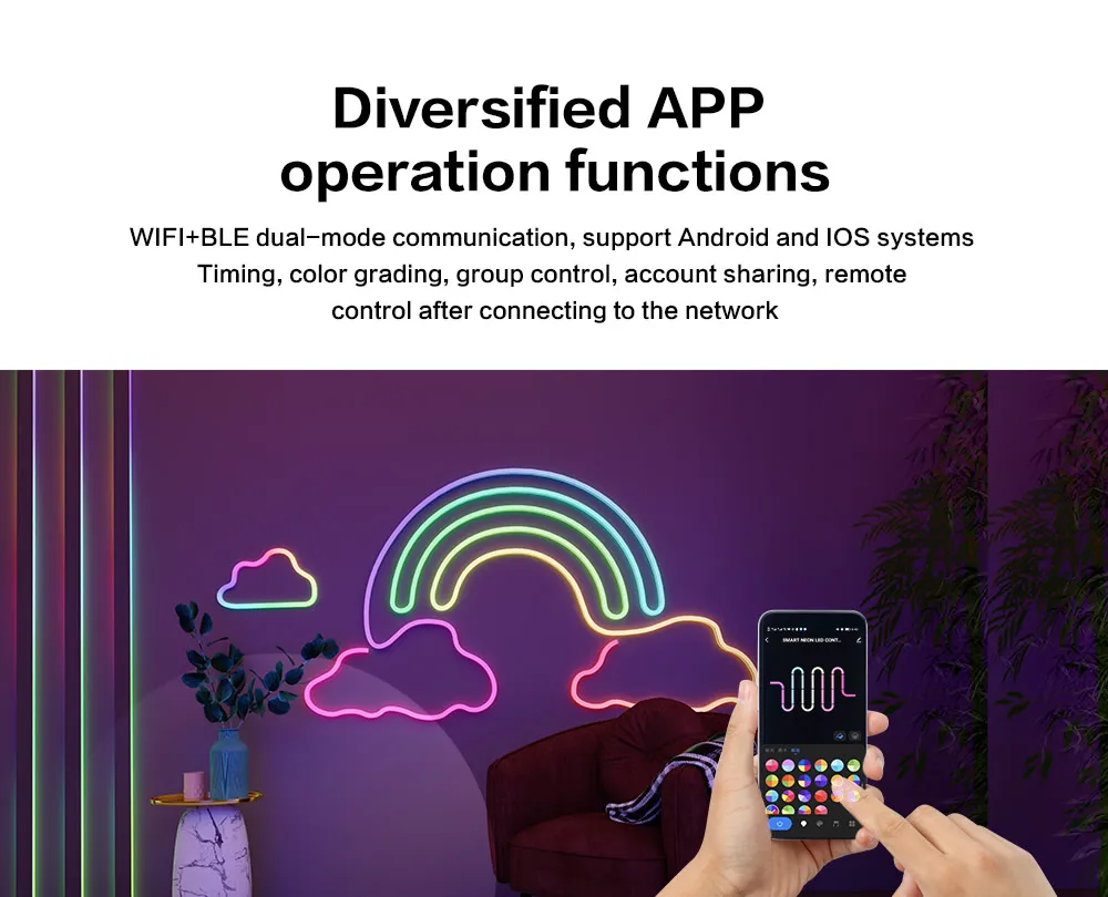 OEM ODM Rgb Magic Color Decoration Led Silicone Tube Neon Flex 12V Strip Neon Lights for Wall