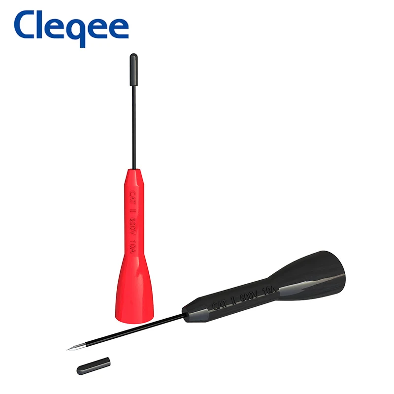 Cleqee P30038 Wire Piercing Multimeter Needle Pins 1mm Insulated Test Probes with 2mm Jack Socekt Non-destructive Back Probes
