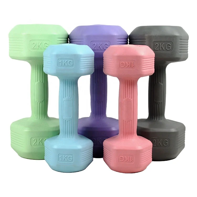 China Factory  Wholesale 1kg 2kg 3kg Colored PVC Cement Free Weight dumbbell with cheap price