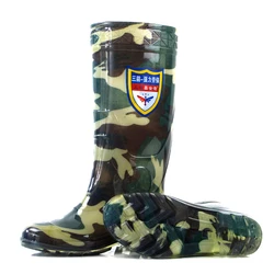 High quality wholesale labor galoshes for men in green camouflage Wellington hunting boots waterproof