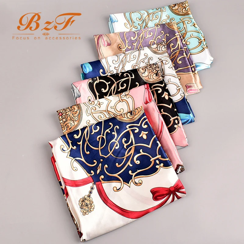 Оптовая продажа 90*90 см квадратные шелковые шарфы Женский стильный шарф винтажный