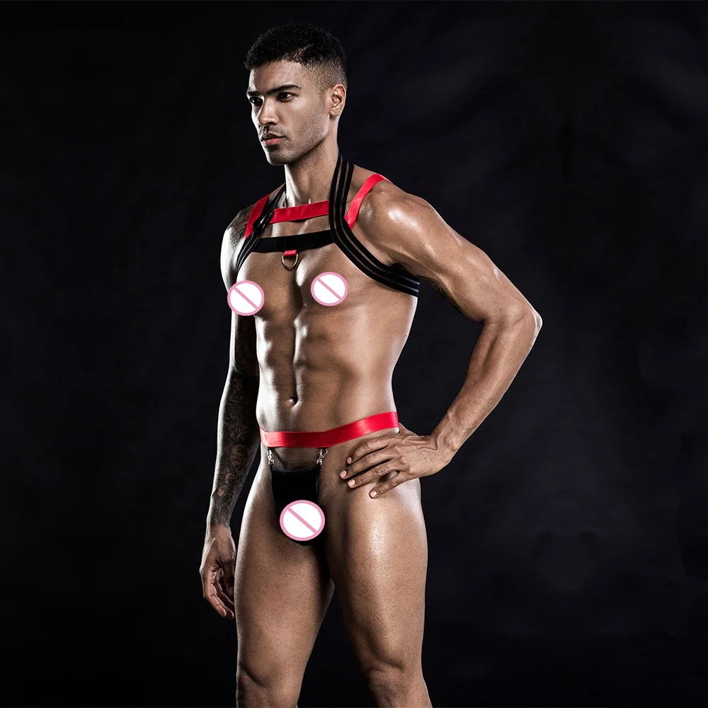 Sexy man t-back shoulder girdle sexy costume for pole dancing night club wear