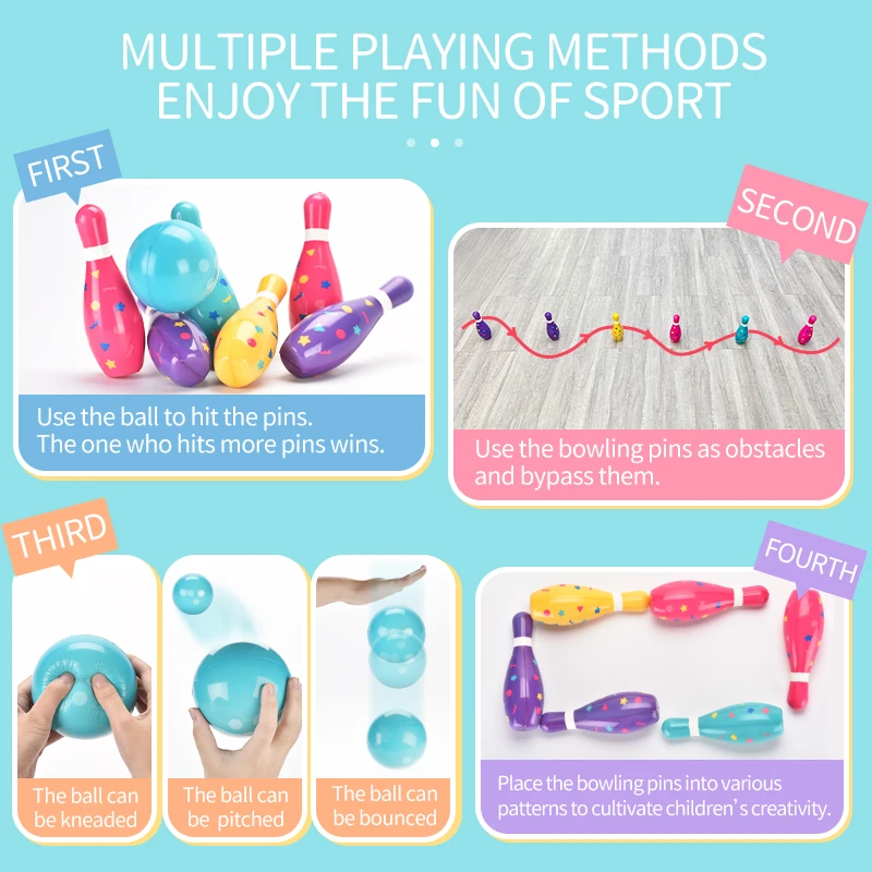 Asian Youth Game souvenir Kids soft 6 bowling pin set toy with 2 balls