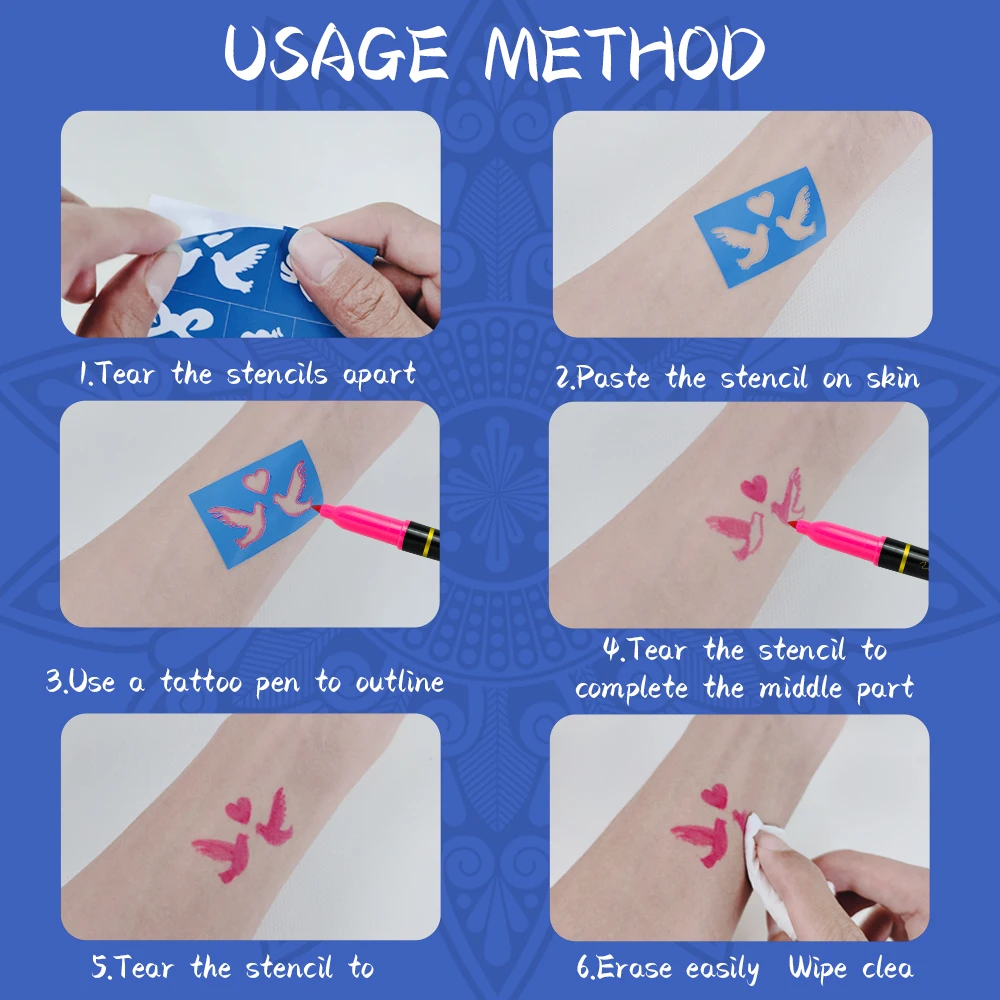 KHY Custom 10 Colors Non Toxic Temporary Tattoo Marker Pen Set