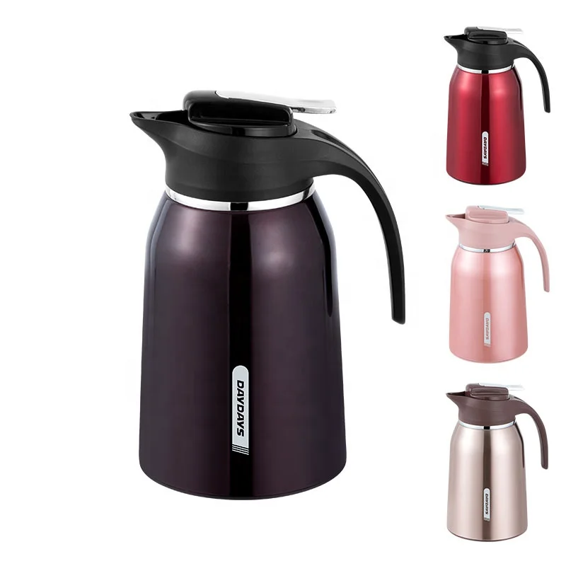 Daydays 1000ml coffee pot stainless steel PINK Glass Refill thermal jug vacuum flask