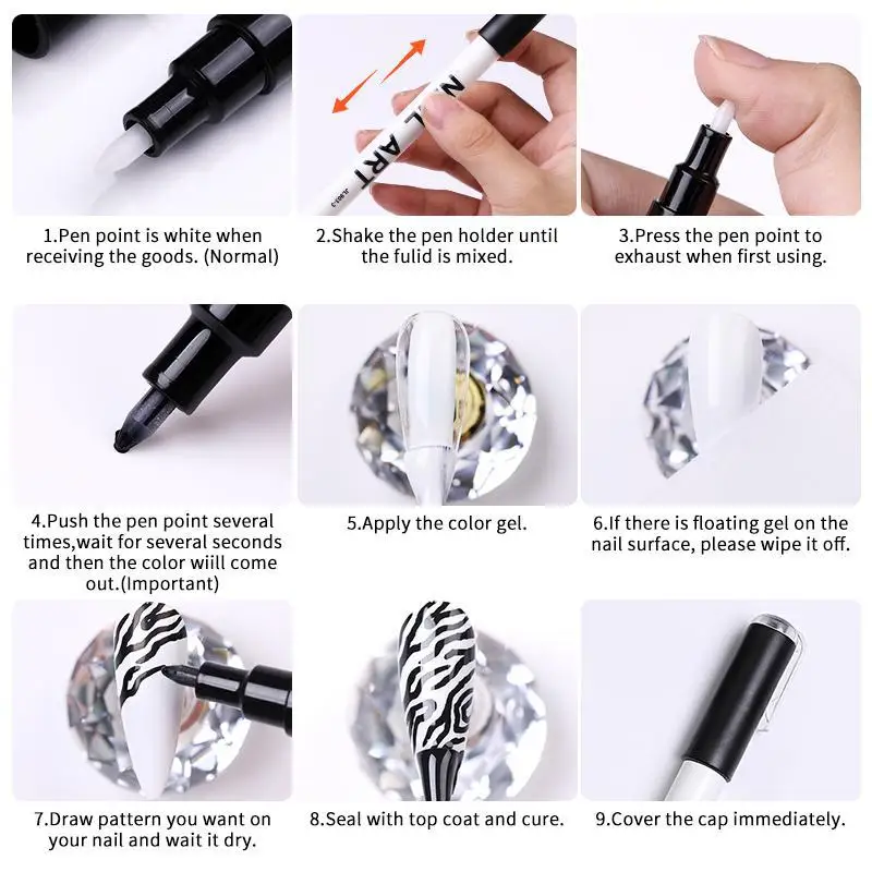 Nail Art Graffiti Pen Waterproof Drawing Painting Liner Brush DIY  Lines Details Nail Art Polish Pen