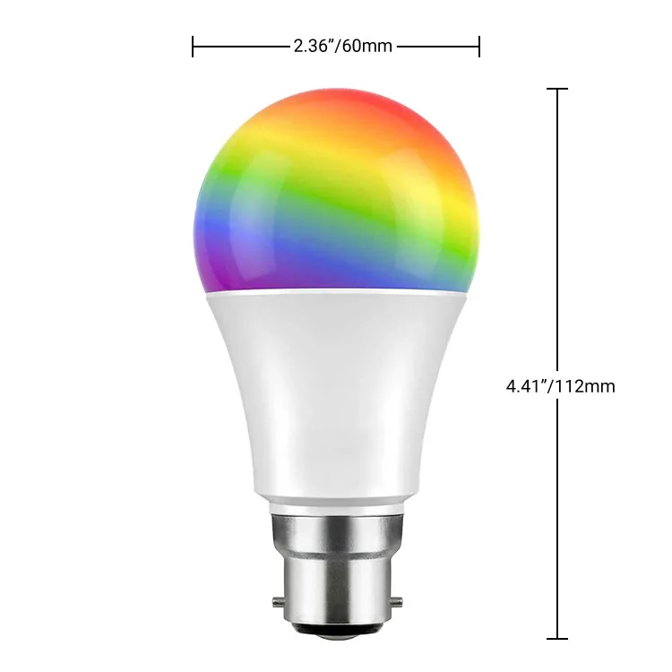 
8W 100-240V 800lm A60 A19 WIFI Smart LED Bulb Dimming Smart Phone APP Control B22 E26 E27 Bulb Compatible With Alexa Google 