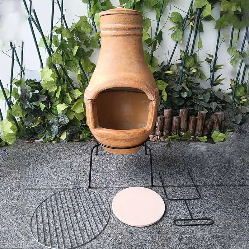 Hot Selling Outdoor Garden Wood Burning Wood Fired Clay Chiminea Pizza Oven