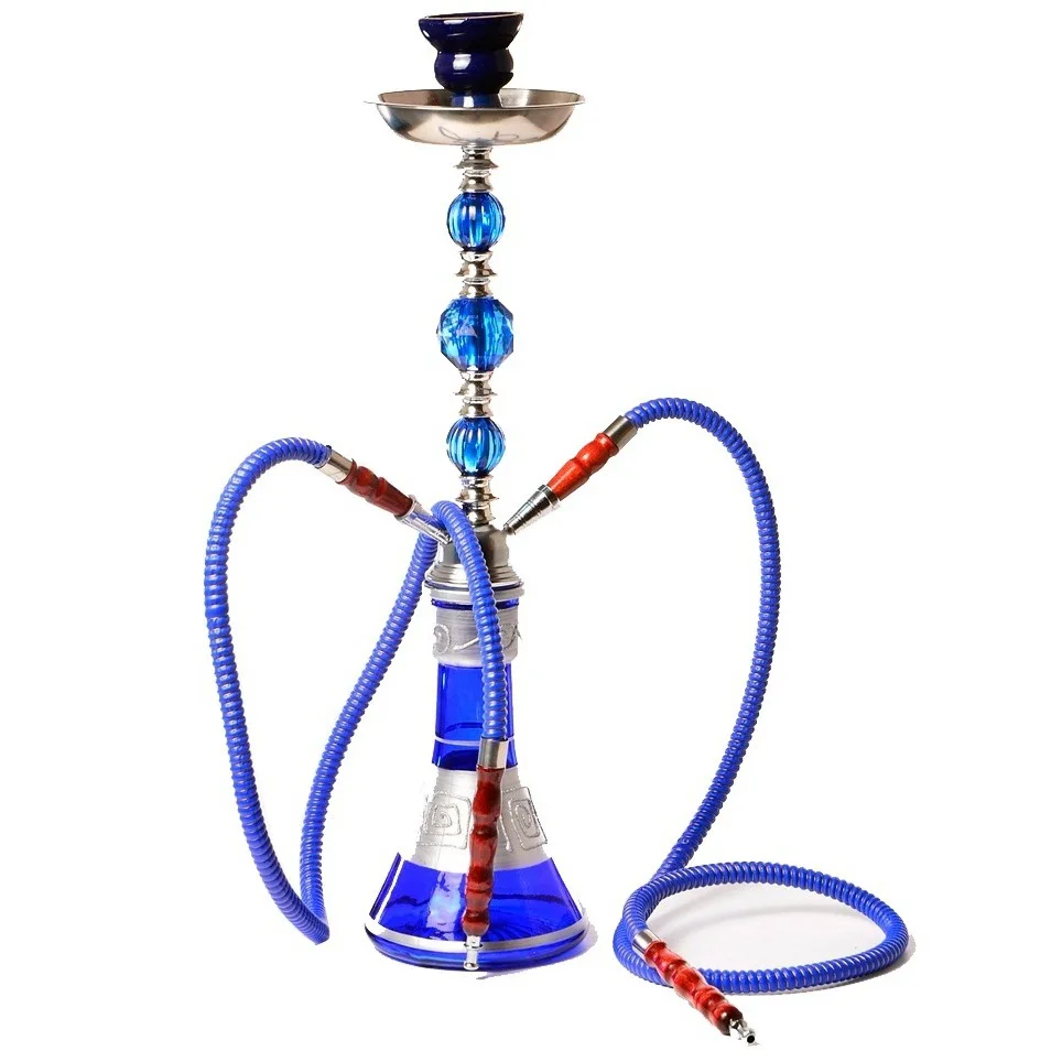 Customization High Quality Exquisite Glass Smoking Chicha Hookah Arab Shisha in stock Medium Double Hose Nargile Shisha