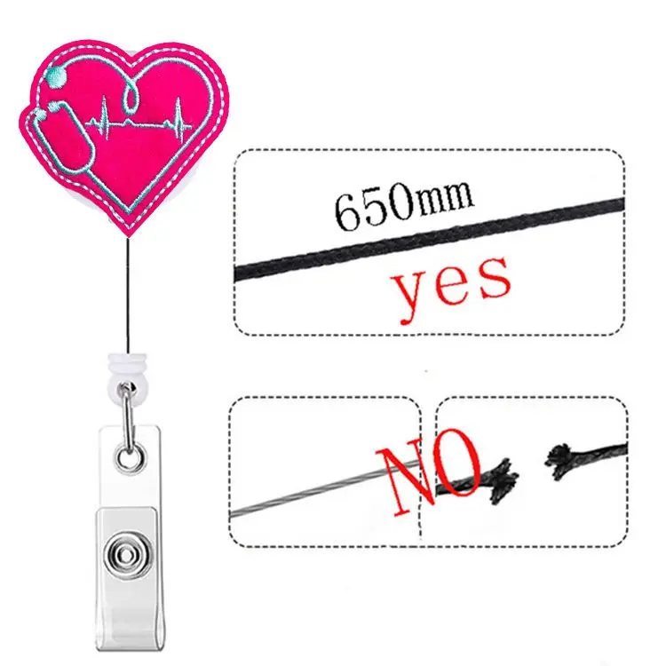 65cm Felt Nurse Badge Reel Retractable Brain Badge Reel ID Card Holder