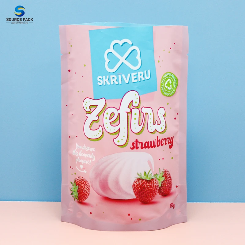 Напечатанный логотип оптовая продажа упаковка для сухих пищевых продуктов матовая пластиковая сумка с застежкой-молнией