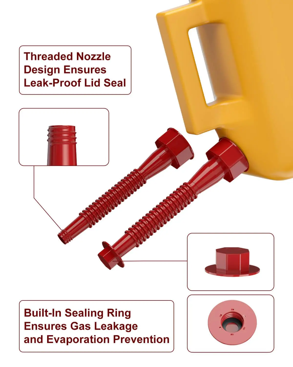 No-Spill Replacement Gas Can Spouts Kit with Vent Flexible Pour Nozzle Fit for Most 1/2/5/10 Gallon Oil Cans