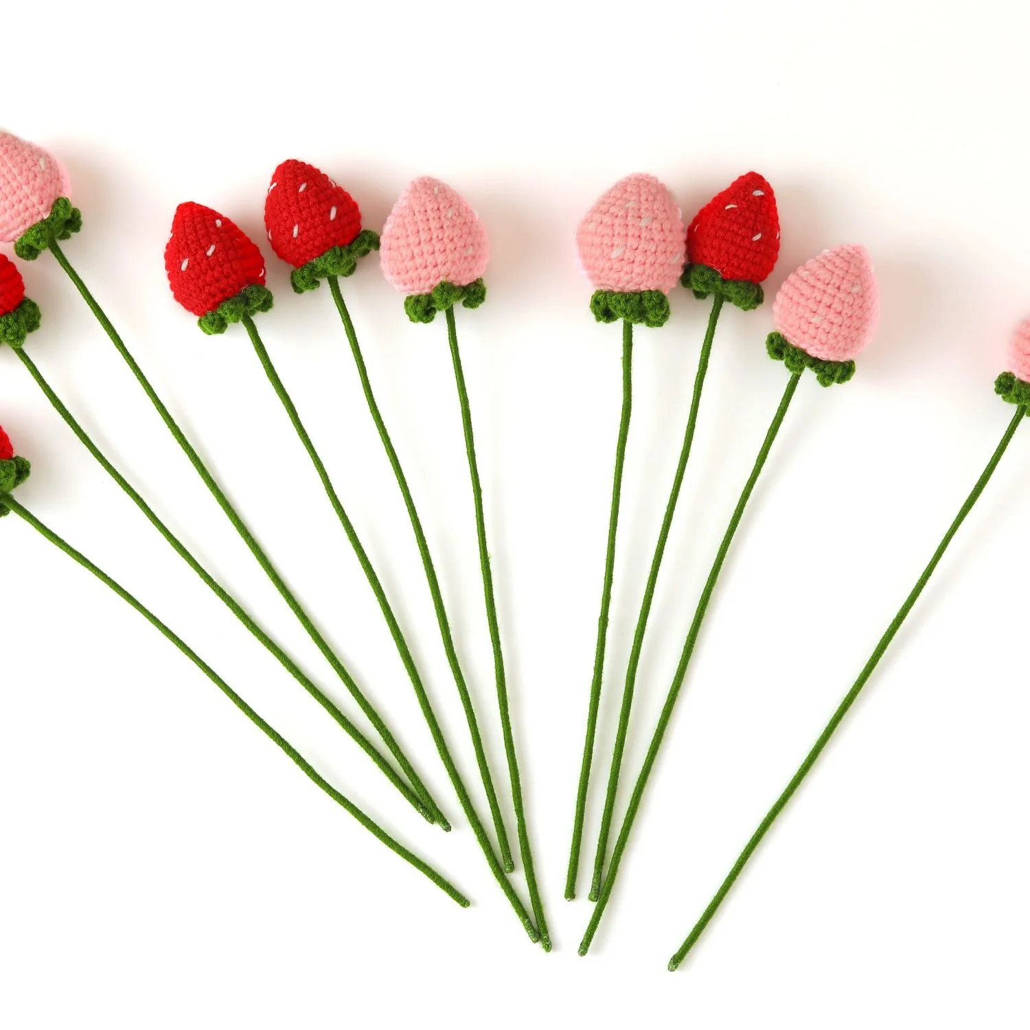 Strawberry Flower Eternal Flower Hand Knitted flower Home Decoration Crochet Bouquet Wedding Birthday Gift