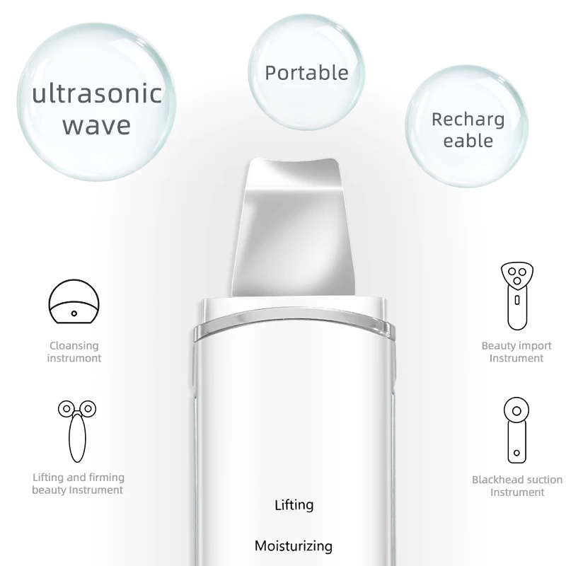 Pore Cleansing Peeling Portable Skin Spatula Facial Scrubber Silicone Facial Scrubber Ultra Sonic Skin Scrubber