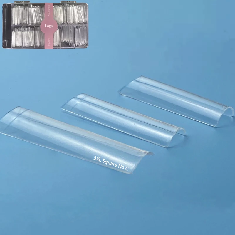 500 шт. коробка C Curve XXL полуобложка гроба ABS индивидуальный Логотип Этикетка прямые больше нет квадратные Типсы для ногтей