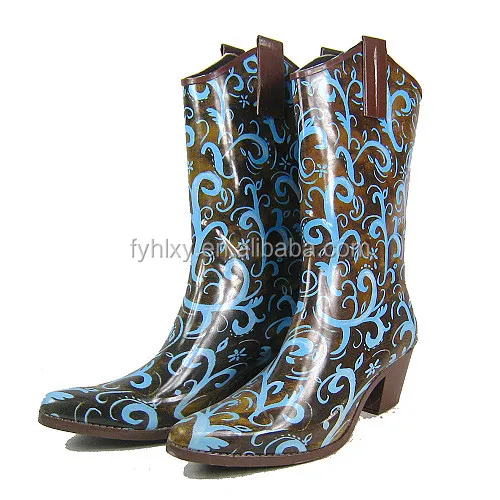 Customized Waterproof Non Slip Botas De Lluvia Women Western American Cowboy