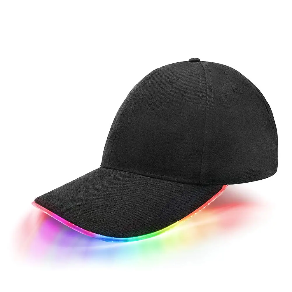 QJC36 Club Hip Hop Trucker Hat Glow Adjustable Sports Caps LED Hat Light Up Baseball Cap Flash Glow Party Hat