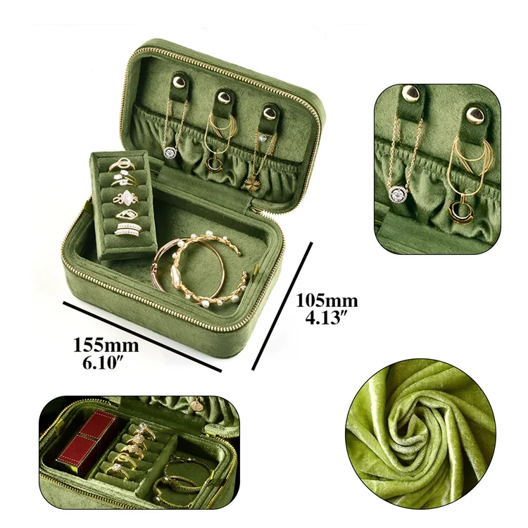 Wholesale Portable Travel Jewelry Storage Box High Quality Velvet Jewelry Packaging Box With Logo