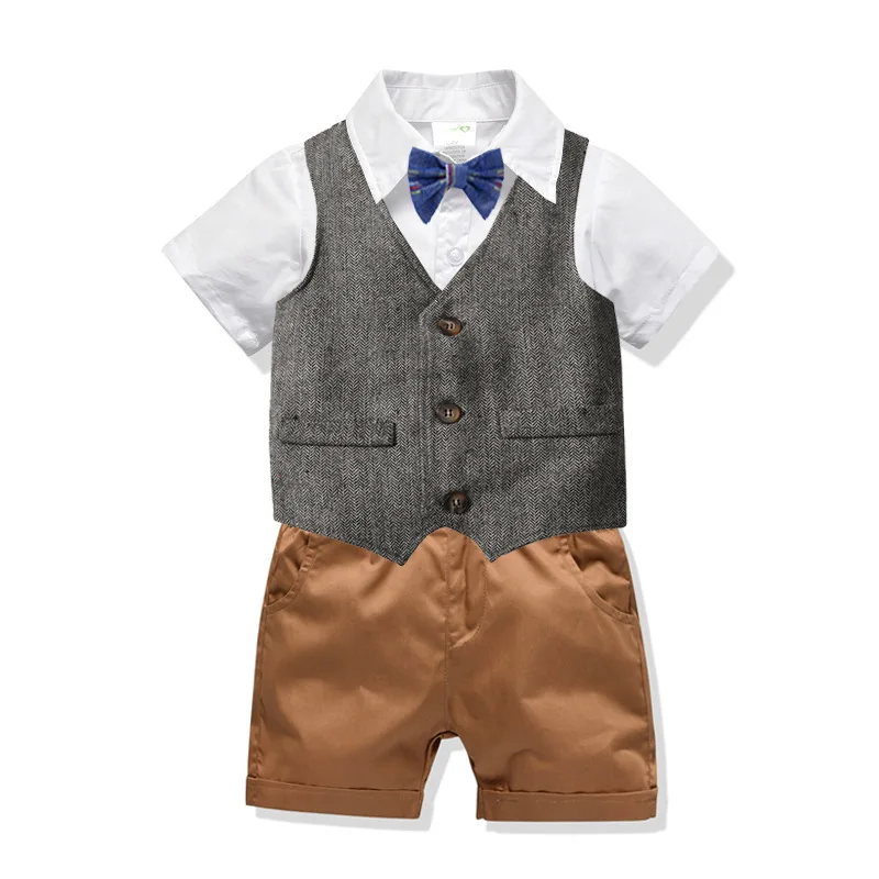21A039  Online Shopping China Kid Clothes Summer Child Elegant Kids Boy Clothes Set Gentleman Clothes
