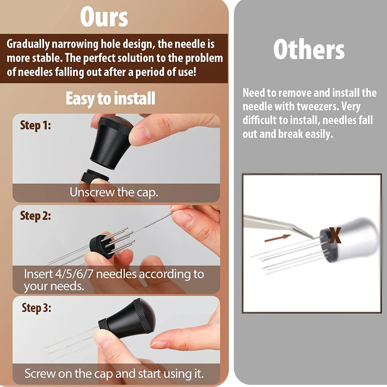 Professional coffee tools wooden handle and gourd base 10 pin stainless steel coffee stirrer