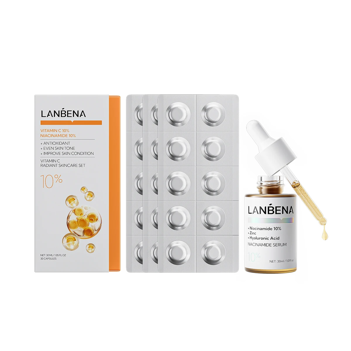 LANBENA New Vitamin C Face Serum Anti Aging Dark Spot Facial Serum Vit E Skin Care 30ML