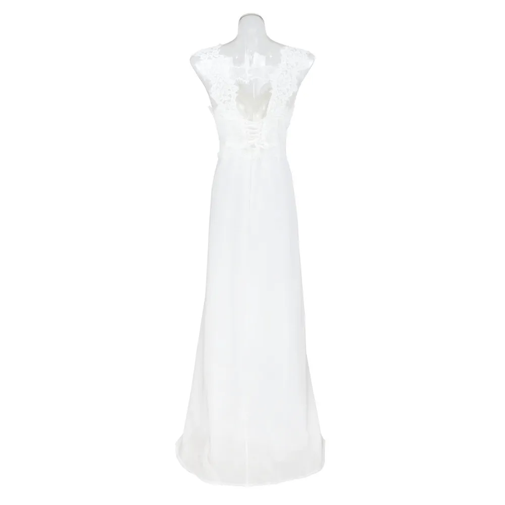  Plus Size Lace Tulle Spliced Slim Ladies Strap Square Neck Backless A Line Wedding