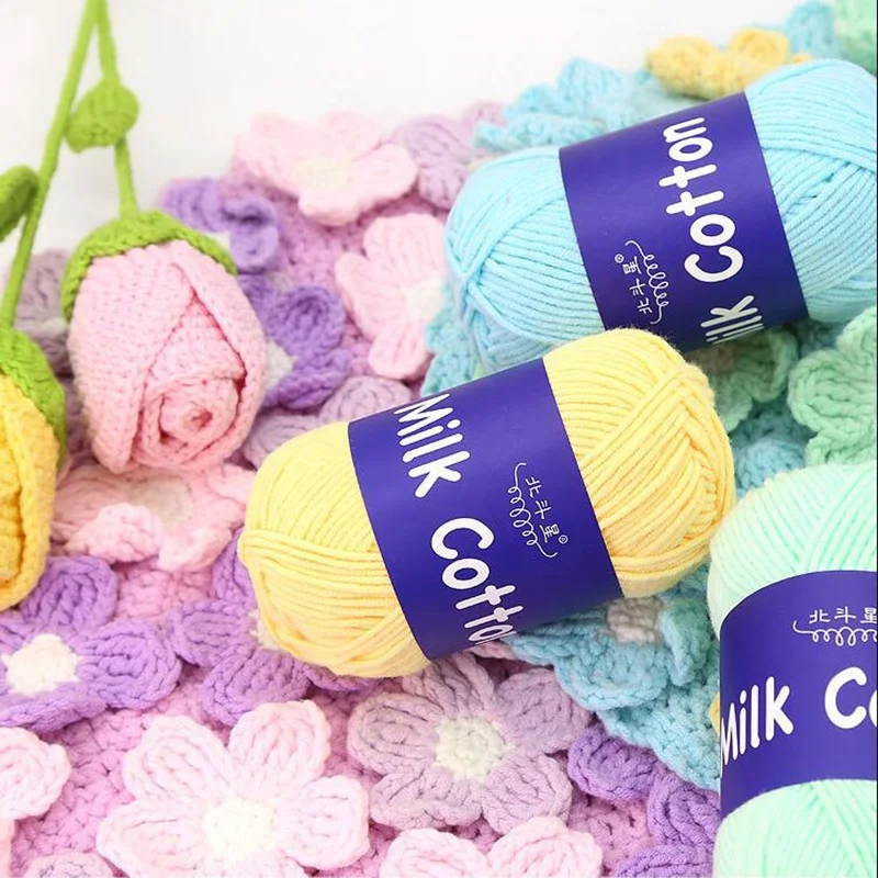 
2020 Fashion 5 Strands Milk Cotton Crochet Thread Yarn 36 Colors Soft Cotton Thread Sewing DIY Dolls Hand Knitting Yarn 