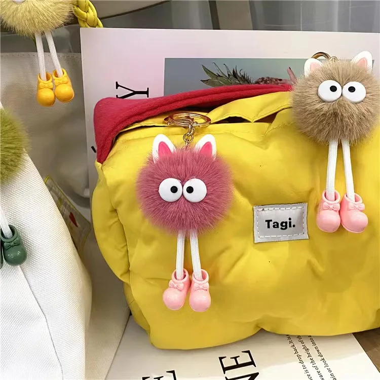 2024 New Products Idea Cute Cartoon Keychain Plush Doll Small Briquettes Bag Pendant Car Key Chain Accessory Small Gift