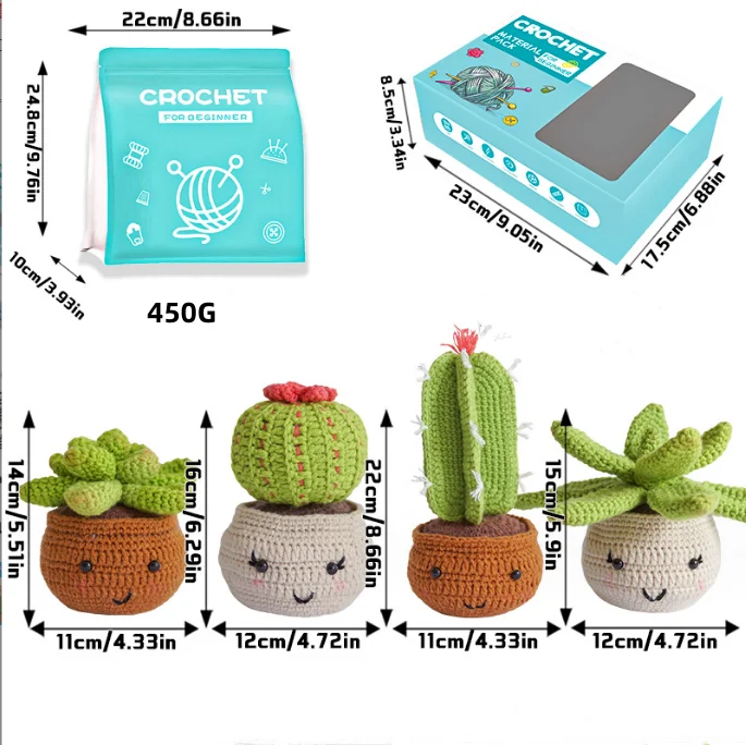 2024 New Fun English Tutorial Hand  Knitting Material Kit vegetable flower Wool Doll Pendant diy toolkit Wholesale