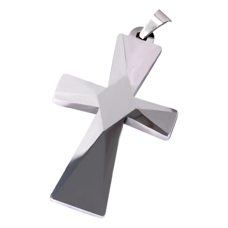 High Quality Korean Style No Tarnish Tungsten Steel Waterproof Cut Pattern Blank Cross Choker Pendant Necklace