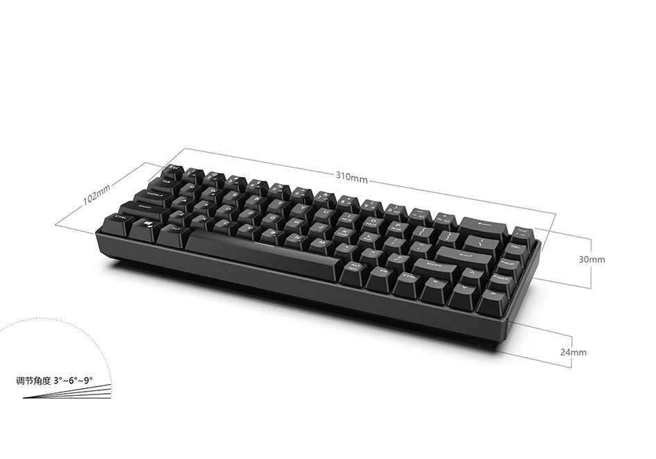 Mini Compact 68 keys Wired Mechanical 60% Keyboard Black RGB Luminous Gaming Keyboard