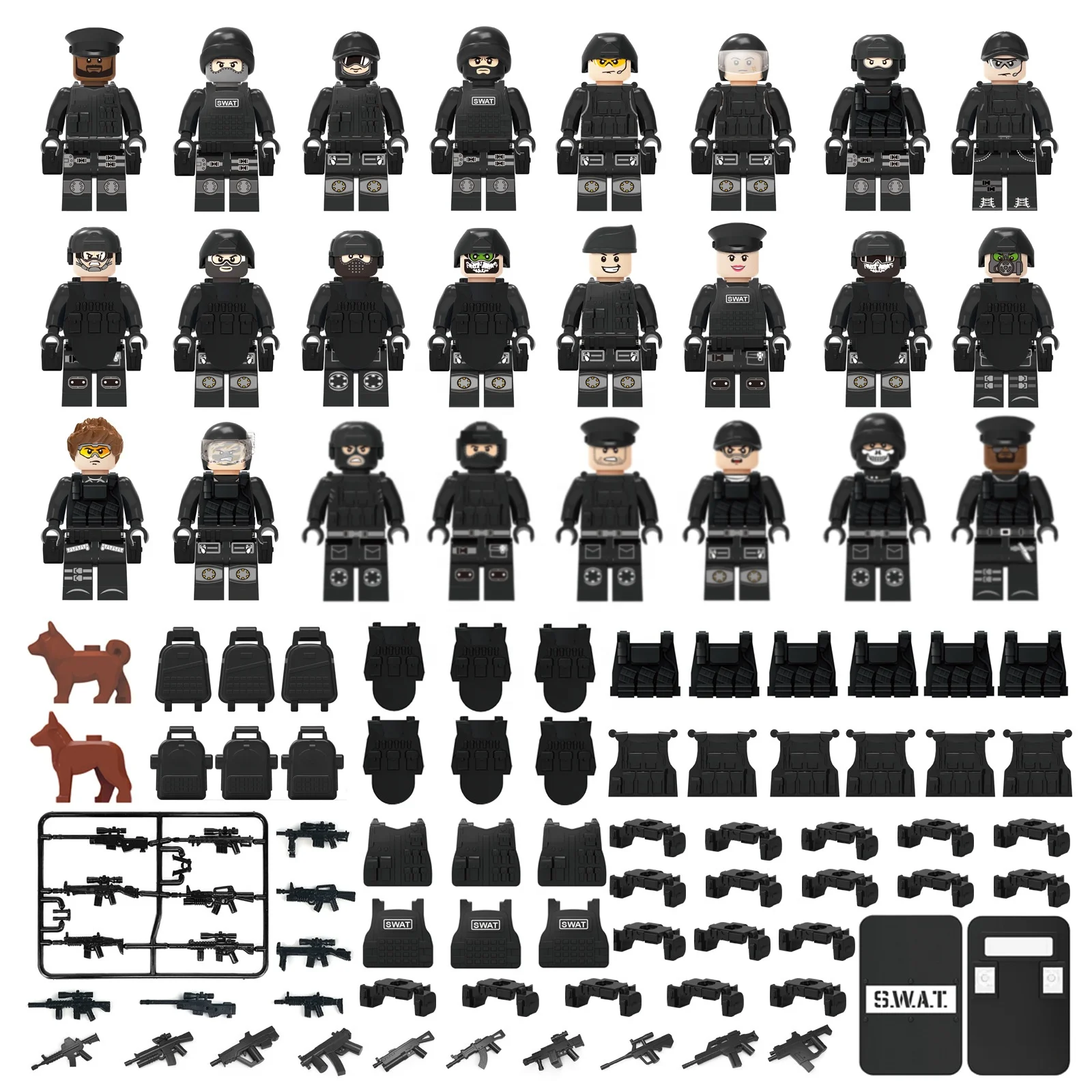 Military blocks Ghost Camouflage Special forces vest belt weapon Mini Building Block Toys for Kids