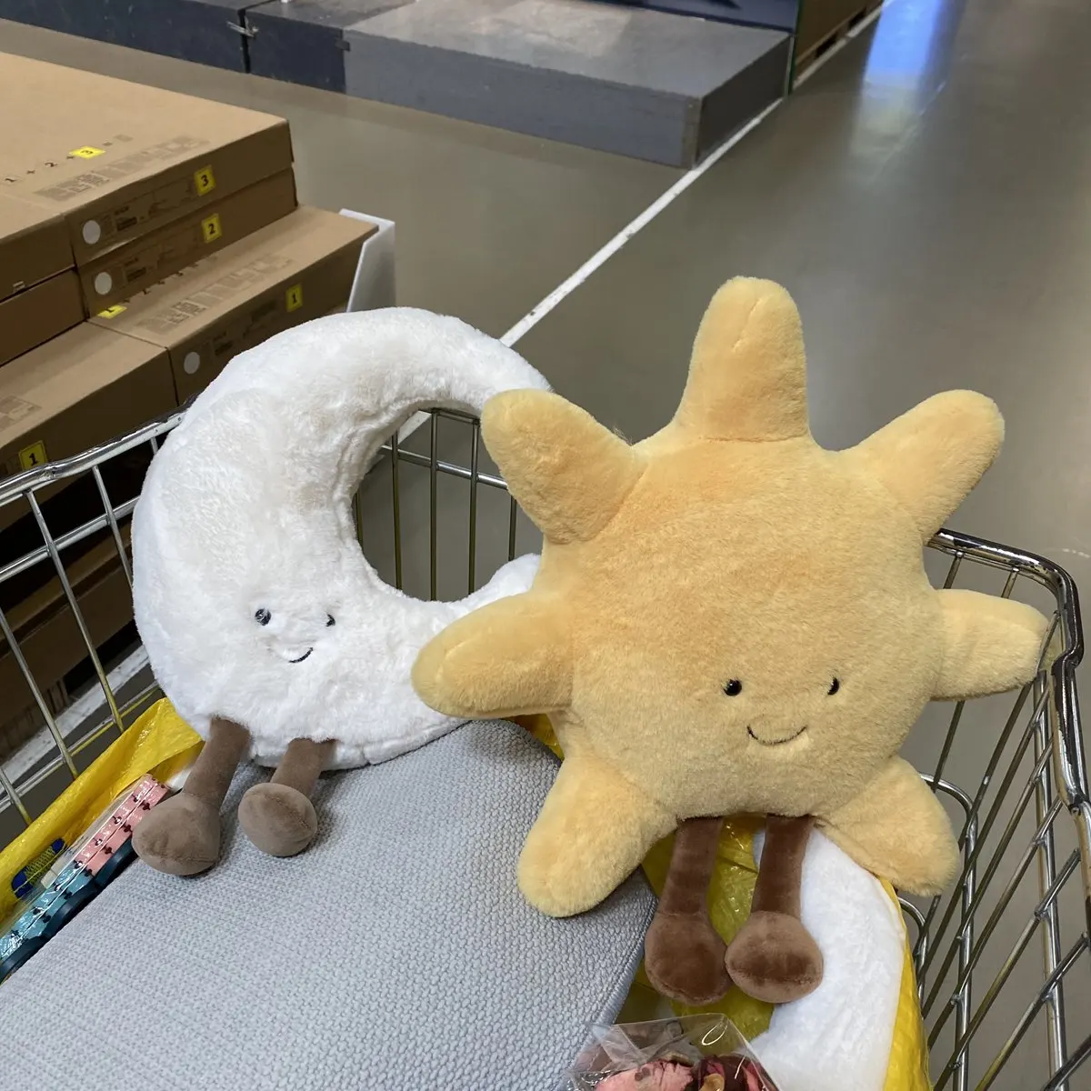 Hot selling soft and comfortable pillow waist cushion plush nordic ins sun and moon soft and cute doll pillow