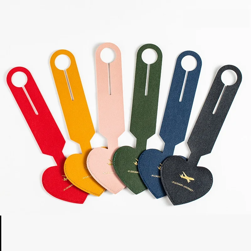 Custom Luggage Tags Heart Shape Loss Proof Name PU Tag Boarding Pass Print Logo Hang Tag Suitcase Address Leather Hangtag