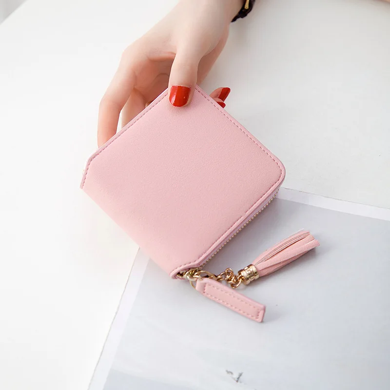 Wholesale Ladies Travel Purse Fashion Girls Wrist PU Zipper Mini Small Leather Women Wallets