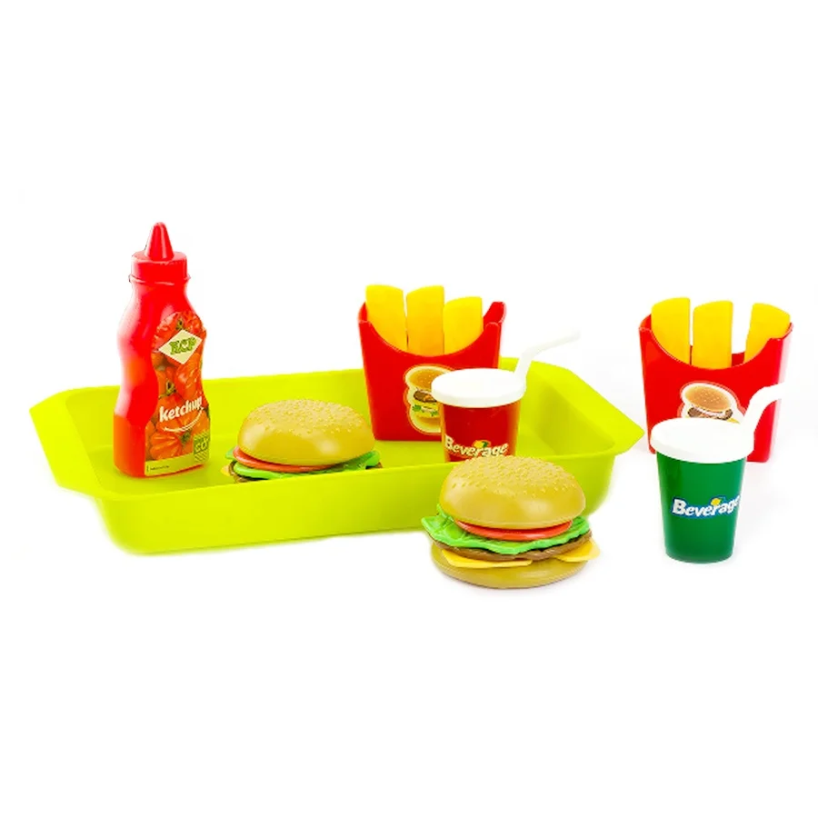26Pcs Plastic Plate Hamburger Fast Food Delicious Play Set Girls Pretend Playing House Toys Kitchen Set Play Toy