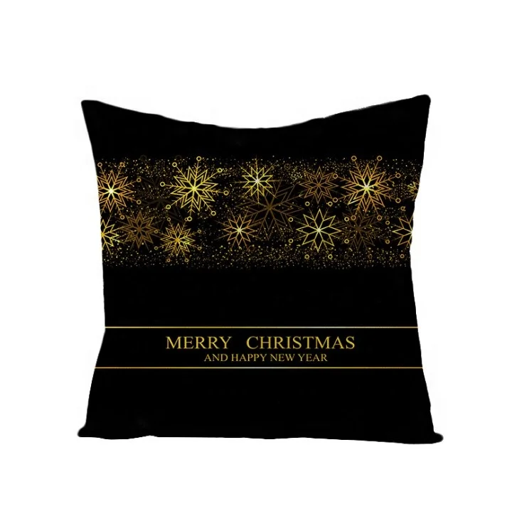 45*45cm Merry Christmas Letters Cushion Cover Black Snowflake Decorative Pillows Cover for Home Sofa Throw Pillowcase