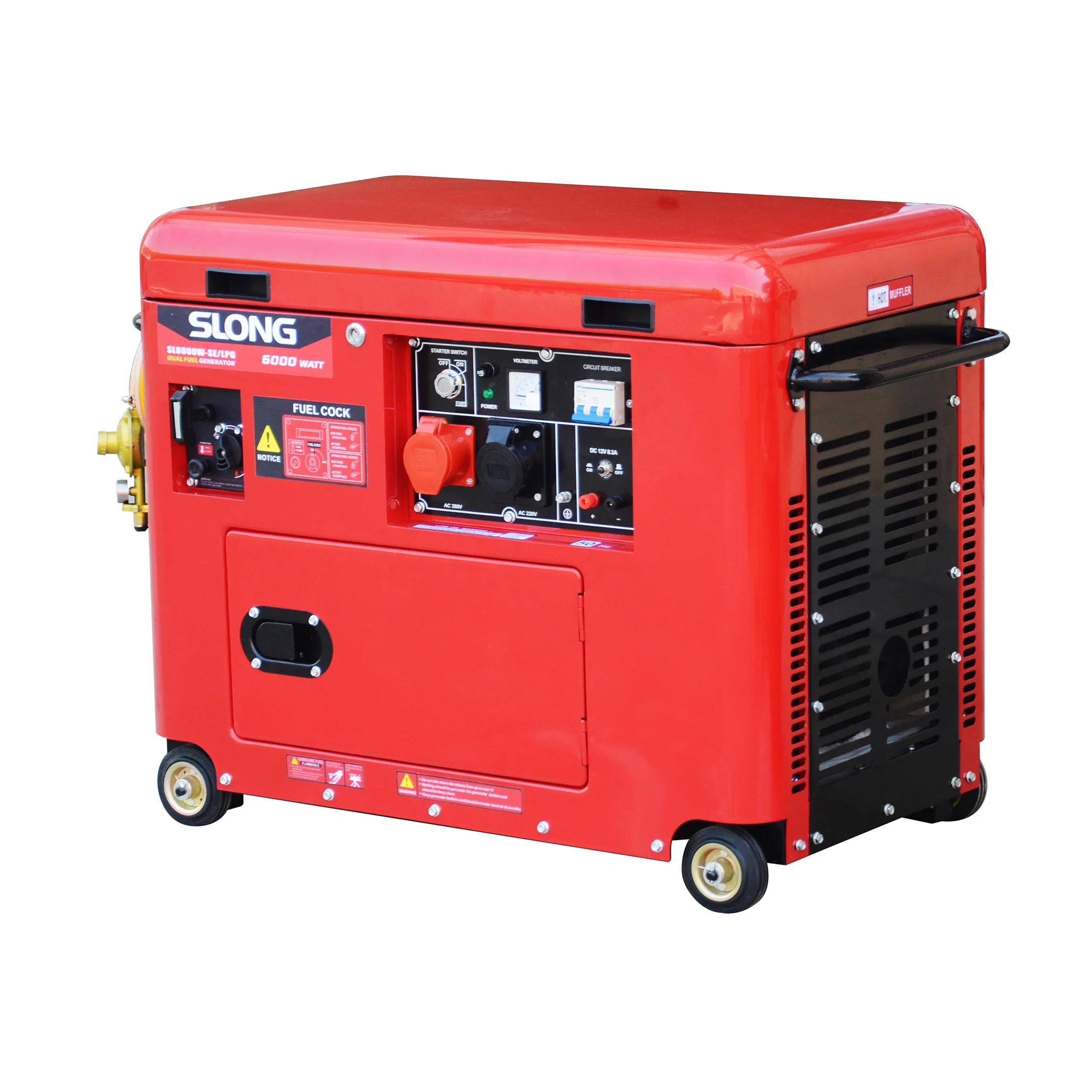  Двухтопливный Супер Бесшумный gasoliine генератор SL8000W-SE420CC красного цвета 6