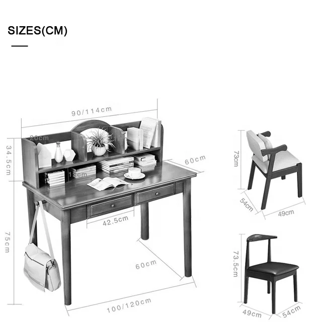 Home Decoration Furniture Office Drawer Pine Wood Computer Laptop Table