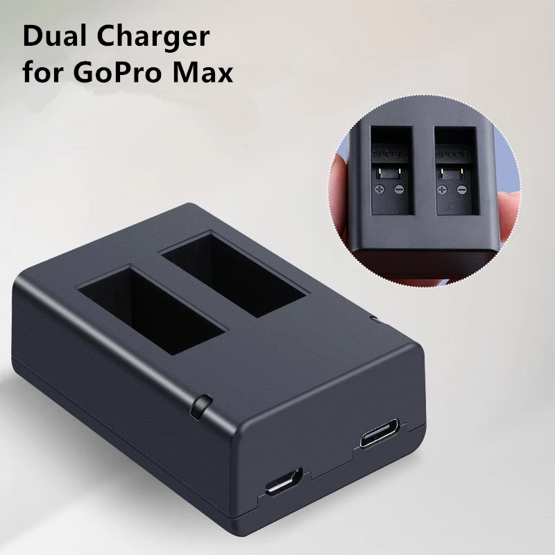 1600Mah 3.85V Go Pro Black 4K Action Camera Accessories Refuel Lithium Batteries Pack Dual Charger Battery for GoPro Hero Max