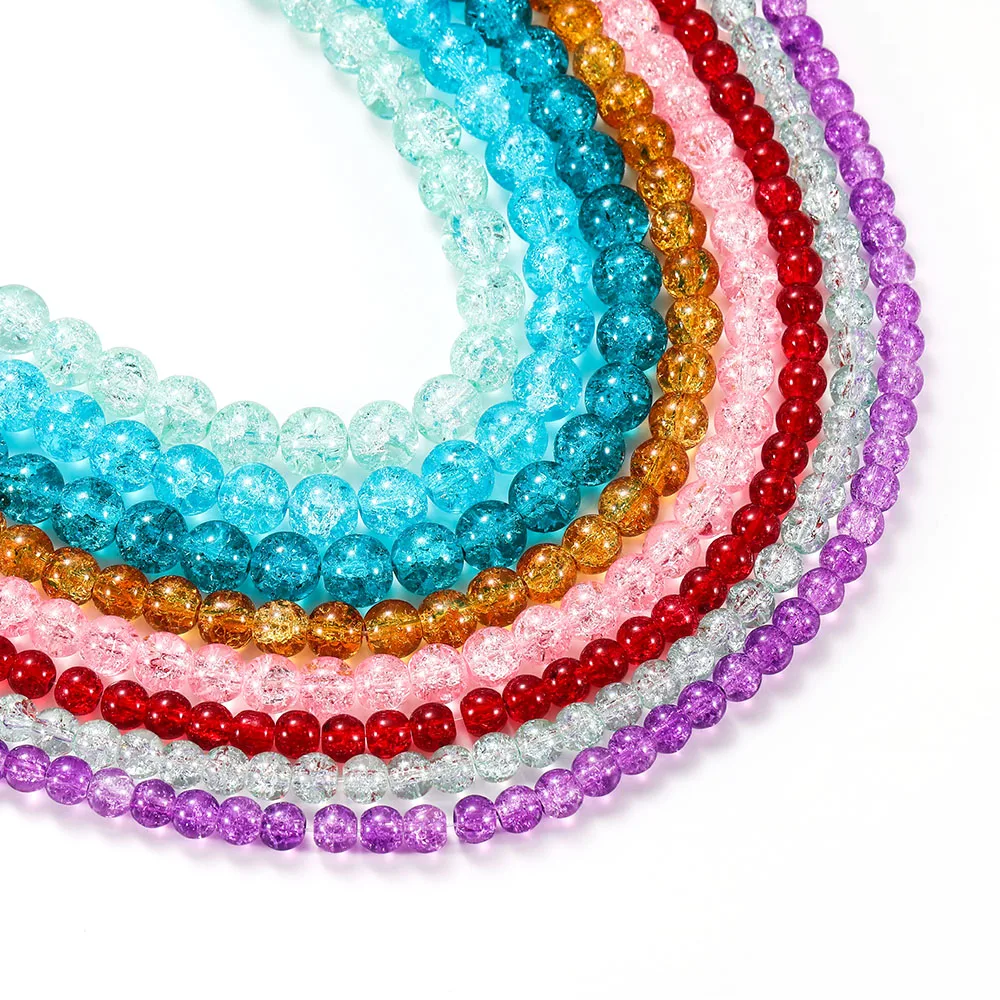 
Multicolor Cracked Crystal Stone Bead Colorful White Snow Natural Crystal Round Loose Beads For Bracelet Pendant Jewelry Making 