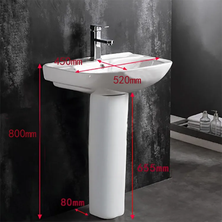 LANDOO fregadero Cheap Bathroom Ceramic Floor Standing Hand Wash Pedestal Wash Basin