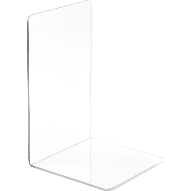 L Shape Transparent Desktop Acrylic Bookshelf Office Clear Book Organizing Shelf Baffle Clip