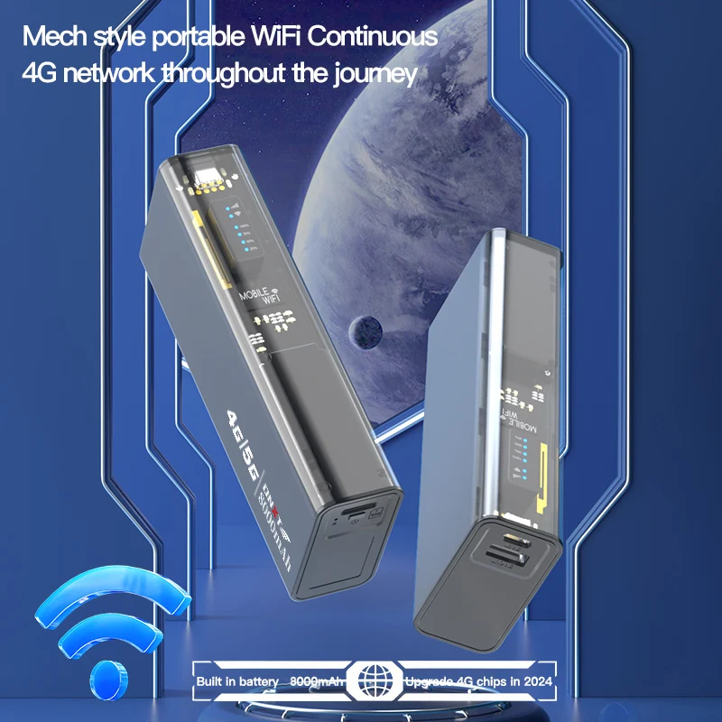4G wifi маршрутизатор power bank двухчастотный WIFI мобильный mifis OEM карманный Type-C 8000 мАч Карманный 4g с сим картой