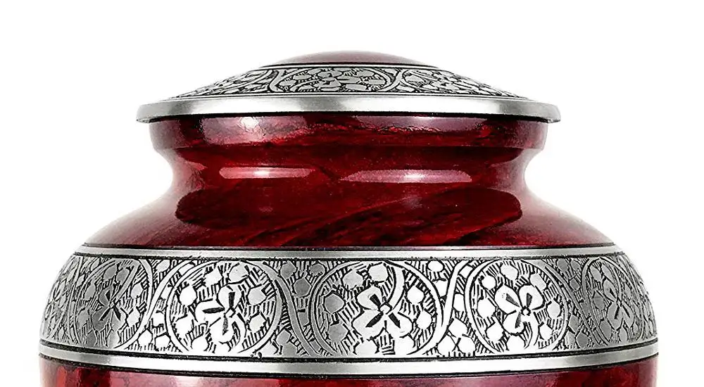 Handcrafted Large European Style Royal Red Cremation Urn for Adult Ashes Unique and Classic Modern Funeral Urn