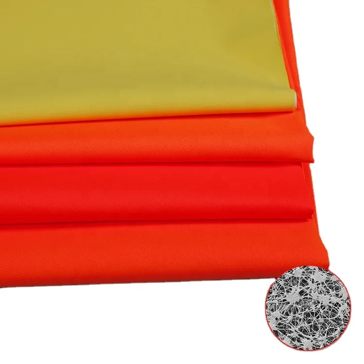 Functional red/yellow/orange oil&waterproof 2-layer e-PTFE membrane laminated workwear fluorescent fabric