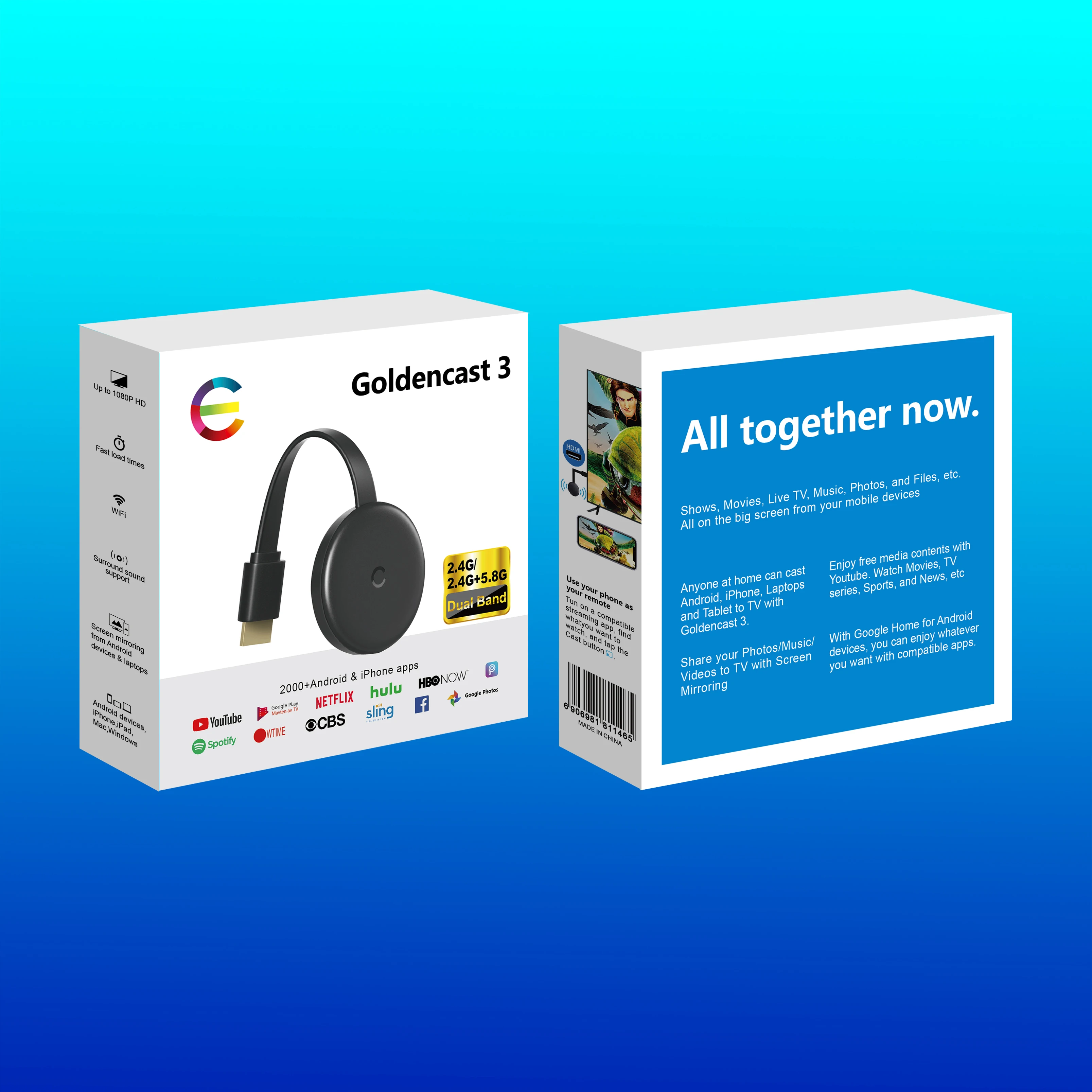 Full HD Media Streaming Player Miracast Airplay Wireless Wifi Display Adapter Dongle TV Stick Anycast